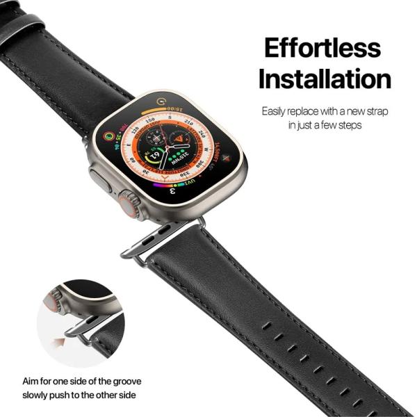 Usnjen pašček DUX DUCIS YS za Apple Watch 38 mm / Apple Watch 40 mm / Apple Watch 41 mm – črn