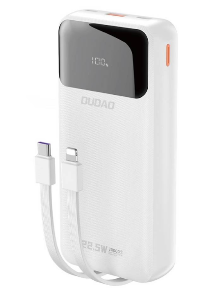 Powerbank Dudao K15Pro Built‑in Cables 20000 mAh PD 22.5 W – bel