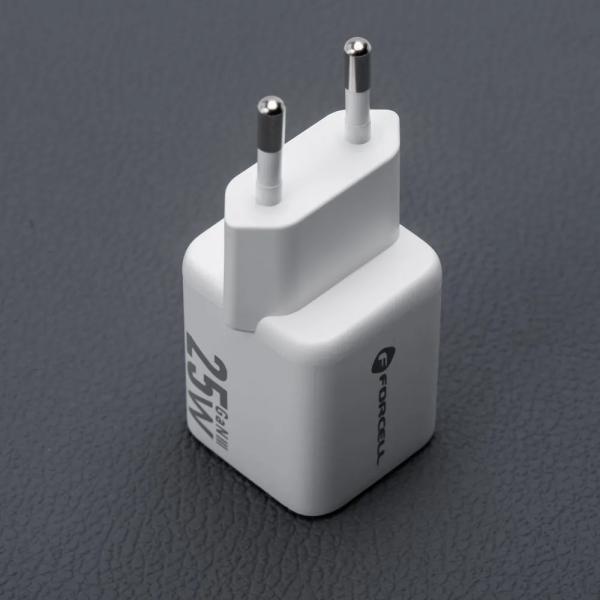Forcell F-Energy Mini GaN III 25W USB-C + USB-A polnilnik – bel (VT-25B)