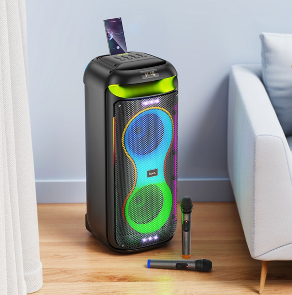 Bluetooth zvočnik Hoco HA13 Max + 2 brezžična mikrofona (črn)