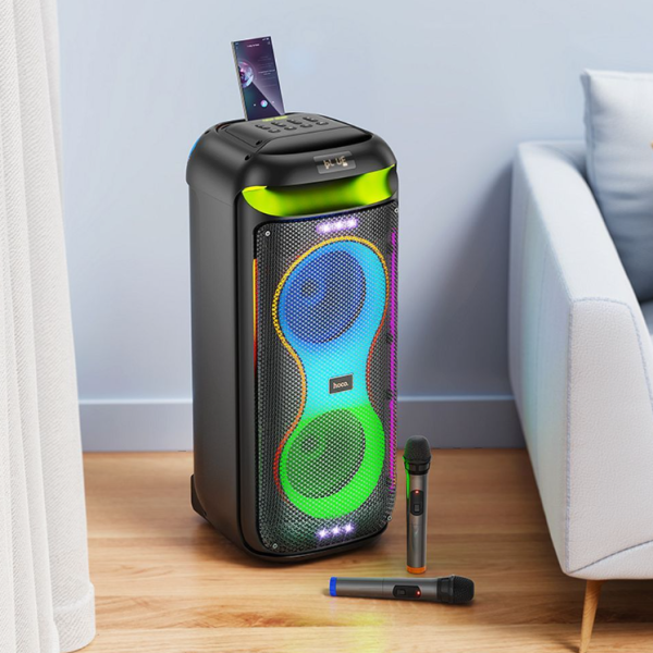 Bluetooth zvočnik Hoco HA13 Max + 2 brezžična mikrofona (črn)