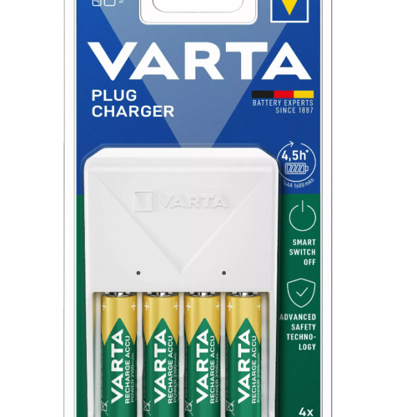 Varta Plug Charger + 4x AA 2100 mAh – polnilni komplet