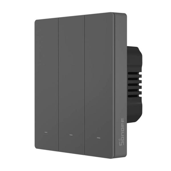 Inteligentni stenski stikalo WiFi SONOFF M5-3C-80 (3-kanalni, za okvir, grafitni)