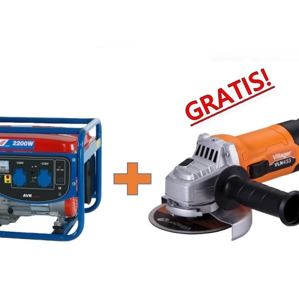 Bencinski agregat DEDRA 2,0 kW + DARILO kotni brusilnik VILLAGER VLN433 900W