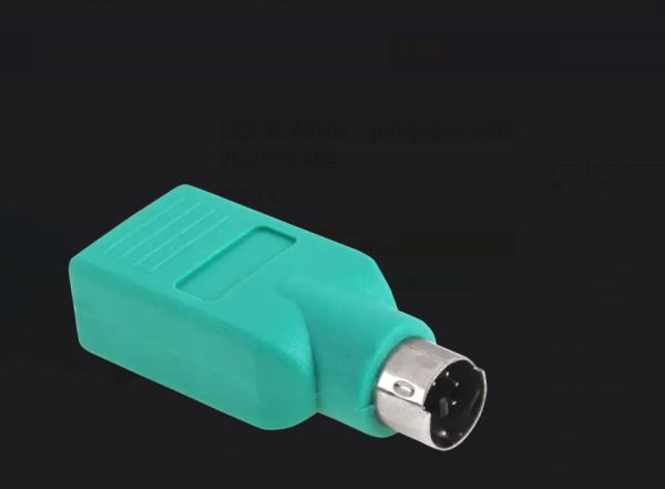LEC ZLA0502 – Adapter 2x USB (vtič) / PS/2 vtič