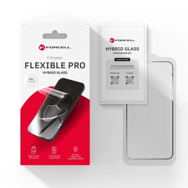 Hibridno zaščitno steklo Forcell Flexible 5D za iPhone 17 Pro Max (črni)
