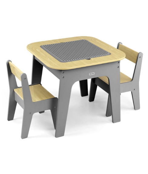 Otroški komplet pohištva Olaf Blocks – mizica in dve stolčki (temno siva)