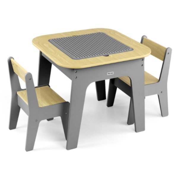Otroški komplet pohištva Olaf Blocks – mizica in dve stolčki (temno siva)