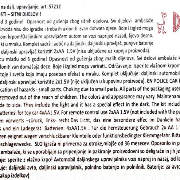 Policijski avto na daljinsko upravljanje MODEL 1:16