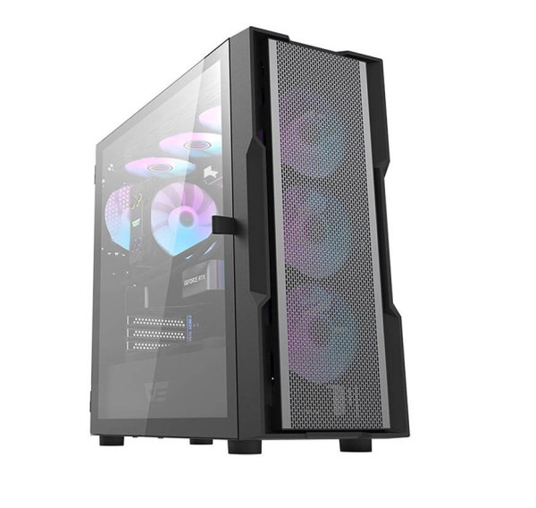 Računalniško ohišje Darkflash DK431 Mesh (črno) + 4 ARGB ventilatorji