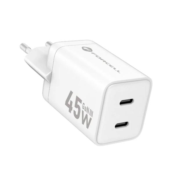 Forcell F-Energy Mini GaN III 45W 2 × USB-C PD + QC4.0 – bel (VT-36B)