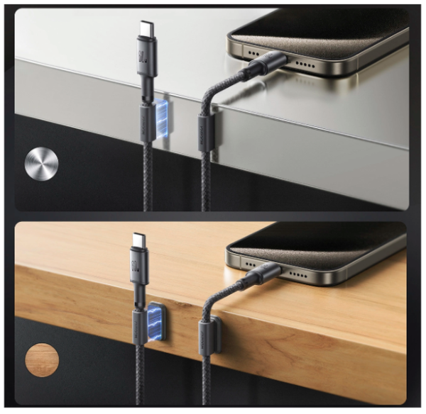 Joyroom S-A50 Unlimited Series USB-C → USB-C kabel 60 W z magnetnim organizatorjem – 1,2 m (siv)