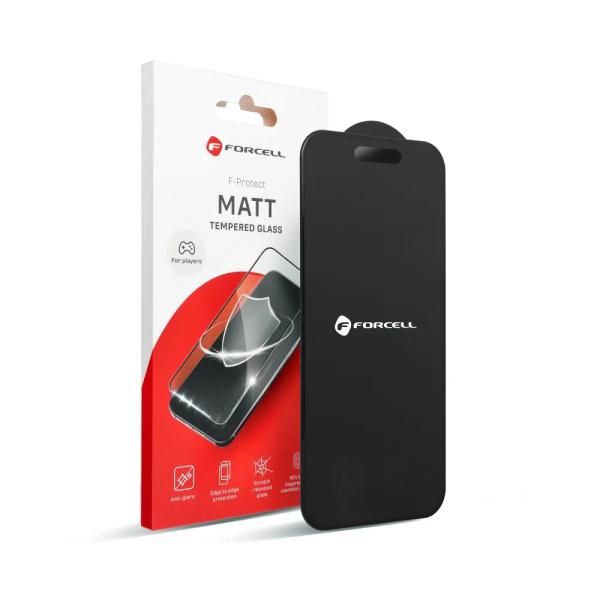 Kaljeno zaščitno steklo Forcell Matt Glass za iPhone 13 Pro Max / 14 Plus (črni)