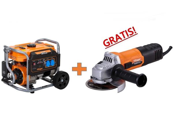 Agregat VILLAGER VGP 3300 S 2,8 kW + DARILO kotni brusilnik VILLAGER VLN433 900W