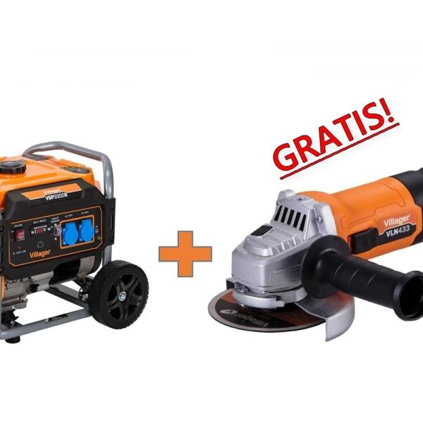 Agregat VILLAGER VGP 3300 S 2,8 kW + DARILO kotni brusilnik VILLAGER VLN433 900W