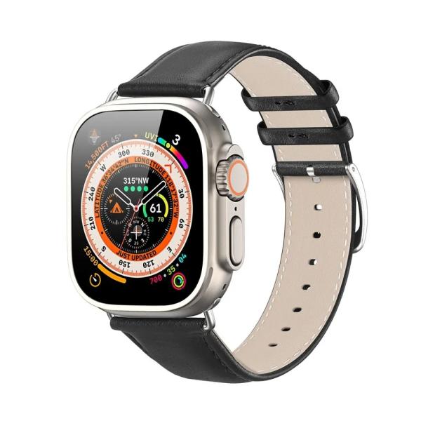 Usnjen pašček DUX DUCIS YS za Apple Watch 38 mm / Apple Watch 40 mm / Apple Watch 41 mm – črn