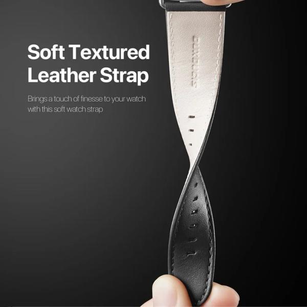 Usnjen pašček DUX DUCIS YS za Apple Watch 38 mm / Apple Watch 40 mm / Apple Watch 41 mm – črn