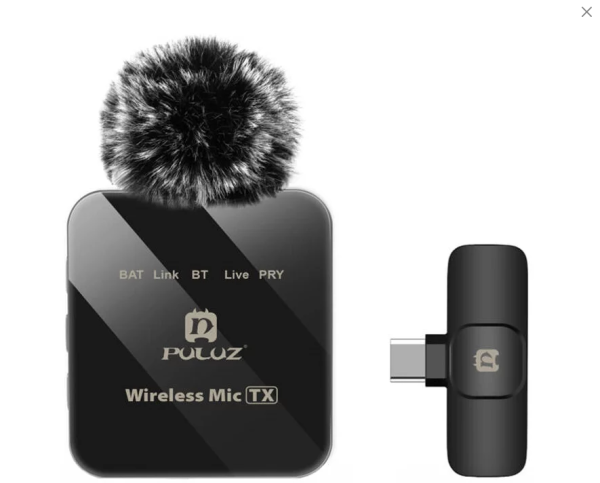 Brezžični lavalier mikrofon PULUZ PU648B – USB-C (črn)