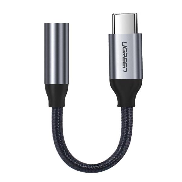 Adapter za slušalke iz Mini Jack 3,5 mm na USB-C, 10 cm – siv