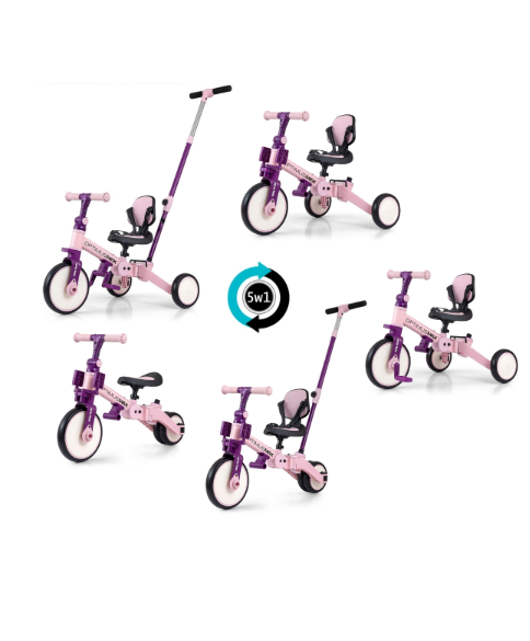 Otroško kolo 5v1 Optimus Max Pink - roza barva