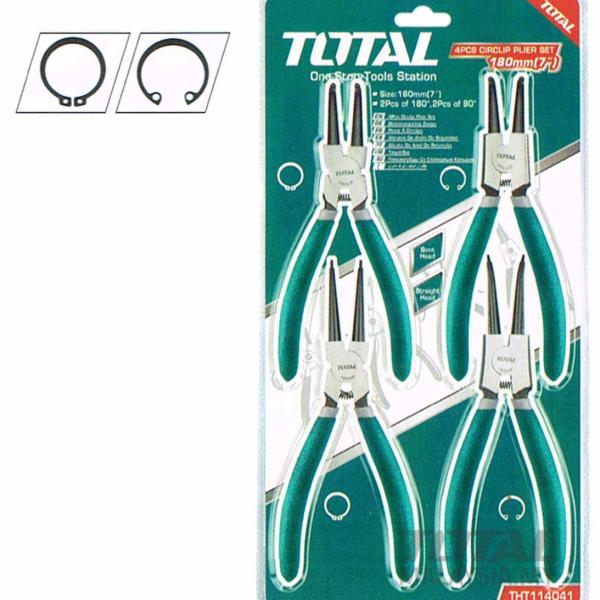 4-delni set koničaste ukrivljene klešče 180mm (THT114041)