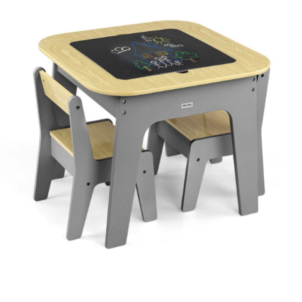 Otroški komplet pohištva Olaf Blocks – mizica in dve stolčki (temno siva)