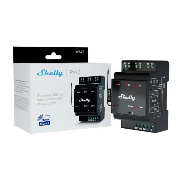 3-kanalni rele za DIN-tirnico Shelly Qubino Wave Pro 3 Z-Wave
