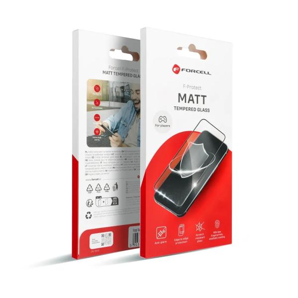 Kaljeno zaščitno steklo Forcell Matt Glass za iPhone 13 Pro Max / 14 Plus (črni)