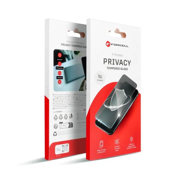 Kaljeno zaščitno steklo Forcell Privacy Glass za iPhone 14 Pro (črni)