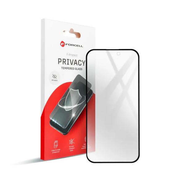 Kaljeno zaščitno steklo Forcell Privacy Glass za iPhone 14 Pro (črni)