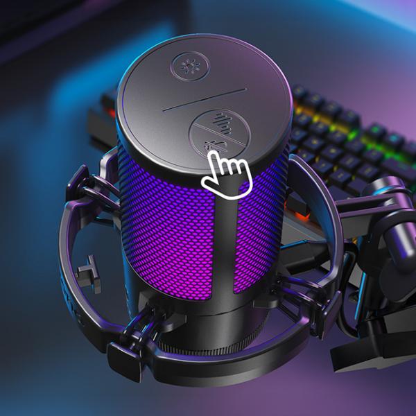 Maono DGM20 S GamerWave – USB kondenzatorski gaming mikrofon z RGB osvetlitvijo, ENC utišanjem, no-latency monitoringom in nastavljivim gainom – črn