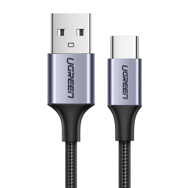 Kabel USB-A – USB-C QC 3.0 3A, 0,25 m – Sivi