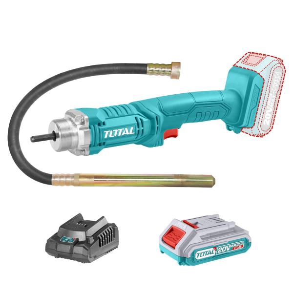Akumulatorski betonski vibrator 2300rpm/20V/2.0Ah-7.5Ah/P20S (SET Baterija 1x2Ah, Polnilec) (TCVLI2023011)