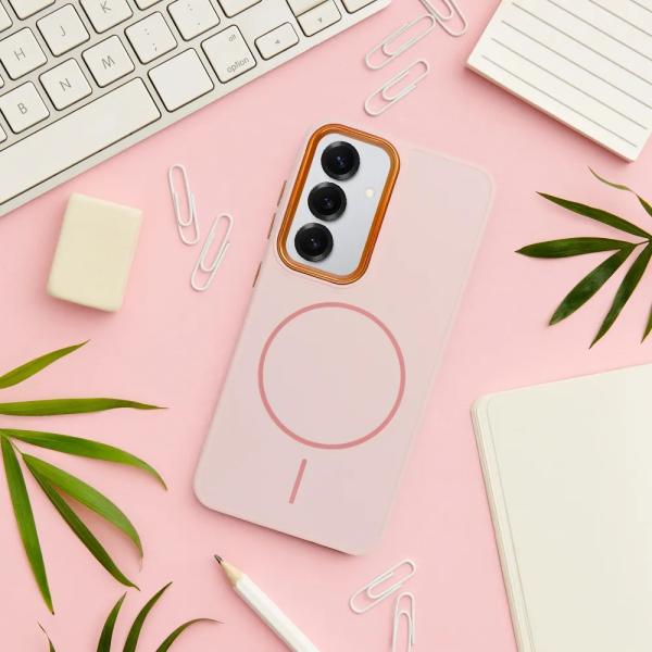 Ovitek FRAME MAG COVER, združljiv z MagSafe, za Samsung S25 Ultra – pudrasto roza (powder pink)