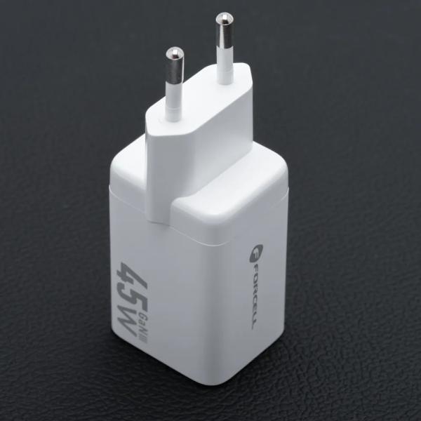 Forcell F-Energy Mini GaN III 45W USB-C + USB-A polnilnik – bel (VT-36)