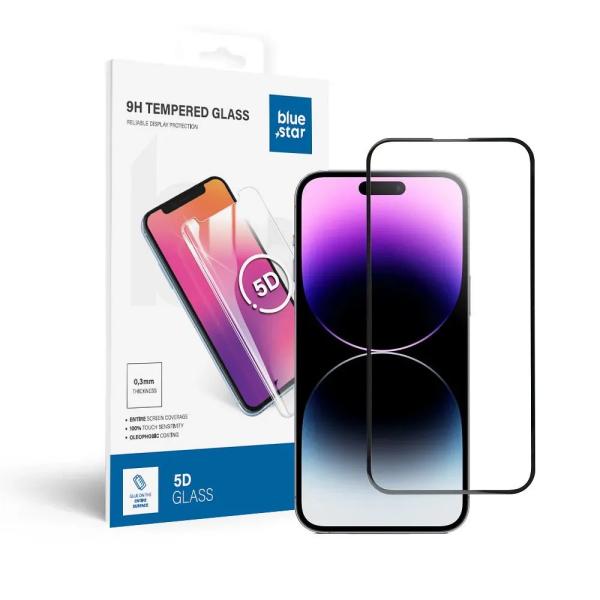 Kaljeno zaščitno steklo Blue Star 5D Full Glue za iPhone 14 Pro Max (črni)