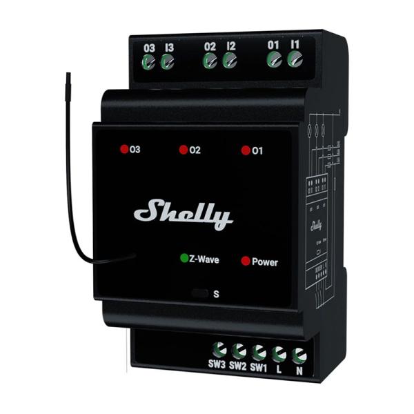 3-kanalni rele za DIN-tirnico Shelly Qubino Wave Pro 3 Z-Wave