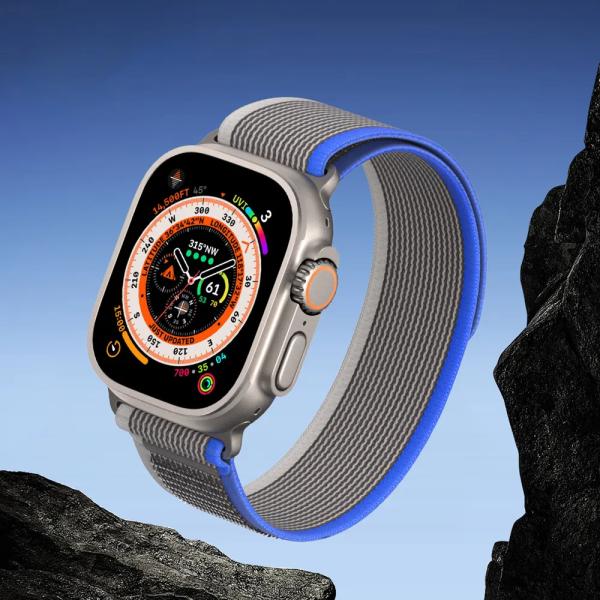 Najlonski pašček DUX DUCIS YJ za Apple Watch 42 mm / Apple Watch 44 mm / Apple Watch 45 mm / Apple Watch 49 mm – modro siv