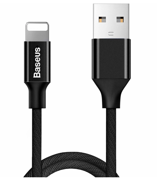 Baseus Yiven Fabric Braided Cable – USB → Lightning, 1,2 m (črn) (model CALYW‑01)