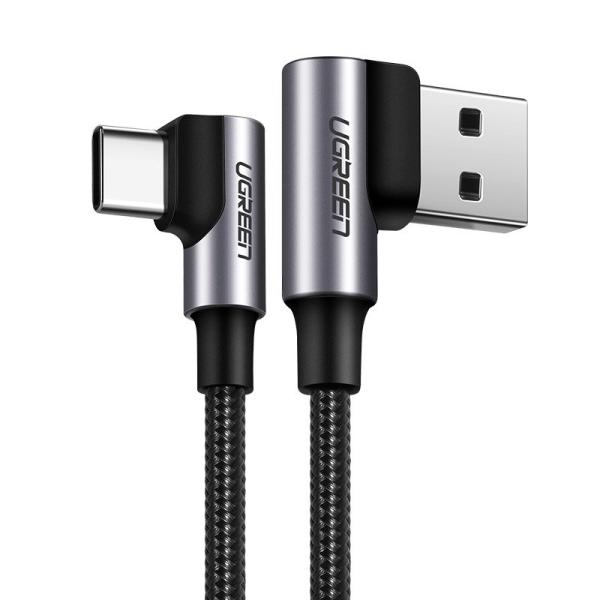 Kabel USB – USB-C Quick Charge 3.0 0,5 m, kotni, s pletenim ovitkom, siv