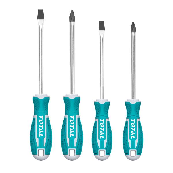 4-delni set izvijačev, CRV/ SL5.5X100mm/SL6.5X150mm/ PH1X100mm/ PH2X150mm (THT250604)