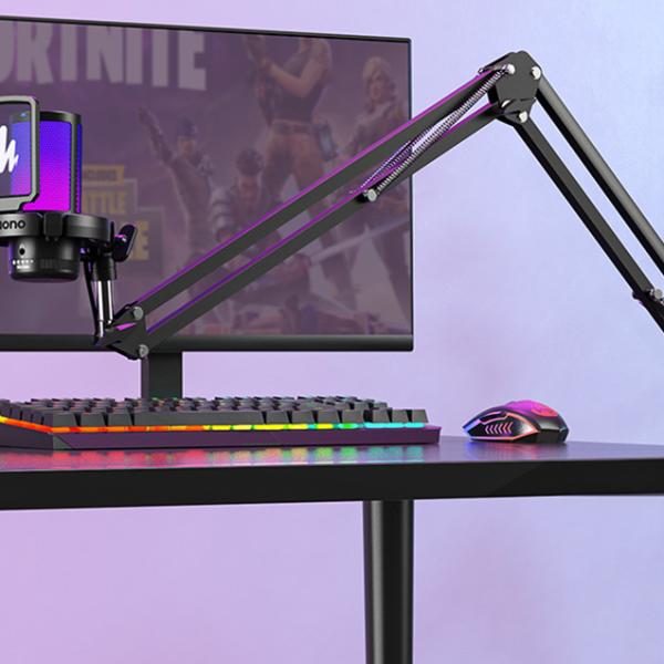 Maono DGM20 S GamerWave – USB kondenzatorski gaming mikrofon z RGB osvetlitvijo, ENC utišanjem, no-latency monitoringom in nastavljivim gainom – črn