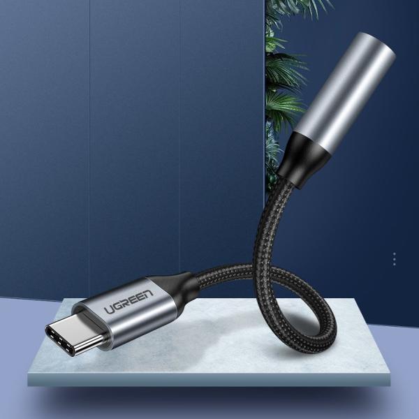 Adapter za slušalke iz Mini Jack 3,5 mm na USB-C, 10 cm – siv