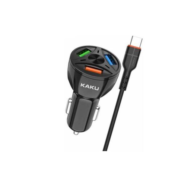 Kaku avtopolnilec KSC-493 3.0 QC s kablom 1m Type C - črn